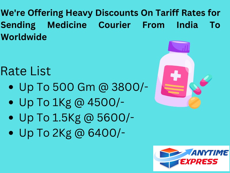 International Medicine Courier Charges From India To USA, Canada, UK, Australia etc